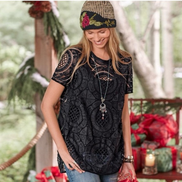 New Sundance black boho lace tunic size S rare find - Picture 1 of 7